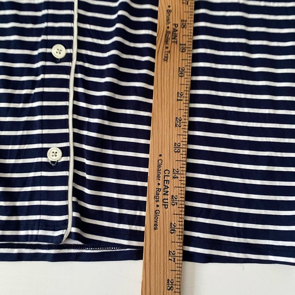 J.Crew Women's Top Navy White Striped Nautical Button Down Stretch Fabric XL - Picture 5 of 11